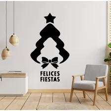 Vinilo Navidad Árbol Felices Fiestas 80x60 Pared, Vidriera