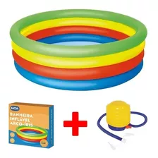 Piscina Banheira Arco Iris Inflável + Inflador 550l Mor