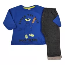 Conjunto De Frio Menino Bebê Blusa Fechada Dino Calça Moleto