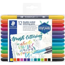 Estojo Caneta Brush Letter Ponta Dupla 12 Cores - Staedtler