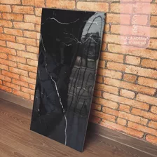 Painel Adesivo De Parede 60x30cm Efeito Mármore Porcelanato Cor Mármore Preto