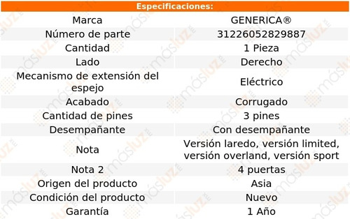 Espejo Lat Der Elect Corrug C/desemp Grand Cherokee 99/04 Foto 2