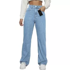 Calça Jeans Feminina Wide Leg 100% Jeans Premium Tendência 
