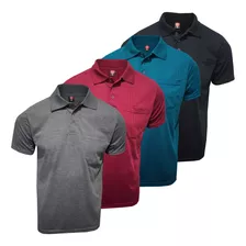 Camisa Polo Com Bolso Poliviscose Atacado Kit 4 Peças