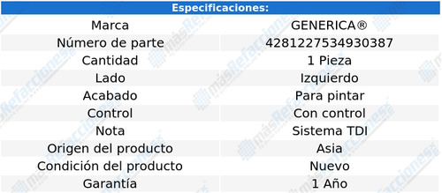 Espejo Vw Lupo / Crossfox 2005 - 2010 Con Control Izq Qwe Foto 2