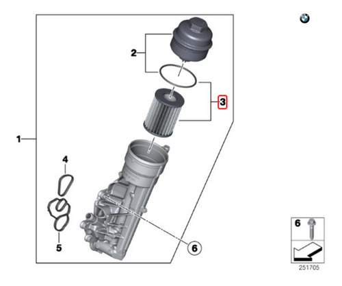 Filtro Aceite Para Bmw 3' F30 316i N13 Foto 2