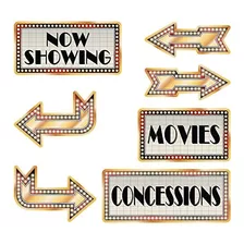 Movie Night Directional Cardboard Cutouts (set Of 6) Pa...