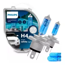 Lampada H4 Philips 60/55w Crystal Vision Ultra 4300k + Pingo