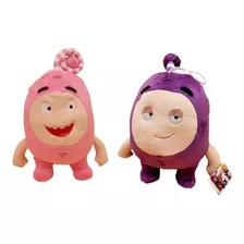 2 Pelúcias Roxo E Rosa Oddbods Personagens