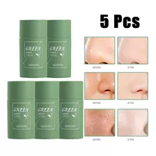 5 Pedaços De Máscara Facial Verde Para Tratamento De Acne