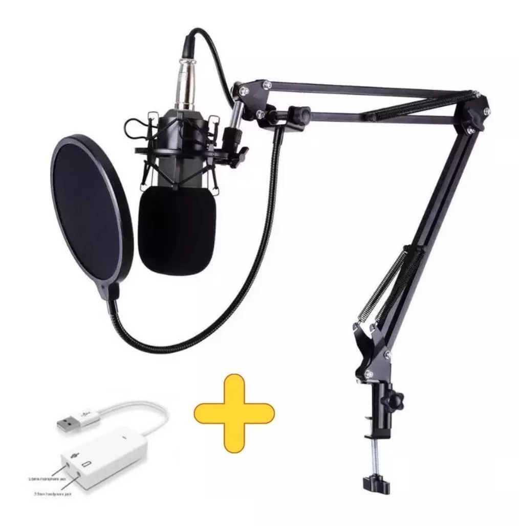 Micrófono Condensador Omnidireccional P/pc Podcast C/soporte