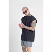 Camisa Oversized Masculina Preta Regata Over Machão 