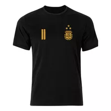 Camiseta Angel Di Maria Argentina Campeon Negra 3 Estrellas