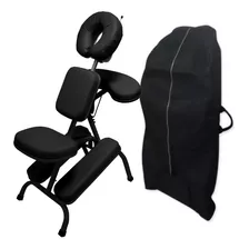 Kit Cadeira Quick Massage Legno Dobrável Shiatsu Black Bolsa Cor Preto