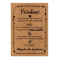 100 Cartões - Parabéns Pela Compra - 10x7 Em Kraft