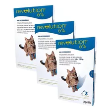 Kit 3un Antipulgas Revolution Gatos 2,6kg A 7,5kg 3 Pipetas 