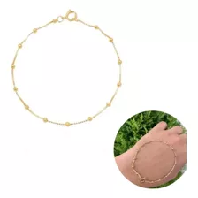 Pulseira Feminina Delicada Bolinhas Banhada À Ouro 18k