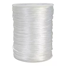 Cordón De Satén De Nylon, 300 Pies 2mm Blanco Nudo Ch...