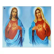 Quadro Religioso Parede Jesus E Maria Luz Led A Pilhas