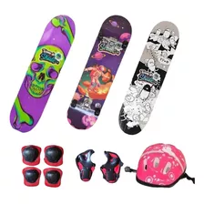 Kit 8 Peças Skate Infantil Com Acessórios Completo Raissa 