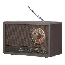 Leotec Radio Am Fm, Radio De Mesa De Madera Retro, Altavoz B