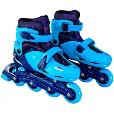 Kit Patins Mini Travessos Masculino Geleco Azul Nº35-38