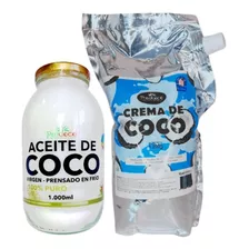 Aceite De Coco Puro 1000ml Y Crema 1200g Combo Promocion 