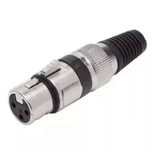 Conector Plug Xlr Femea 3 Pinos Microfone Dmx Niquelado