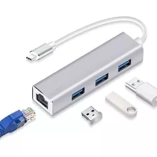 Adaptador Usb Tipo C A 3 Usb 3.0,red Rj45 Macbook Laptop