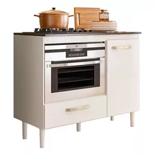 Balcão Para Cooktop 4 E 5 Bocas Forno Multiuso 1,05m Branco