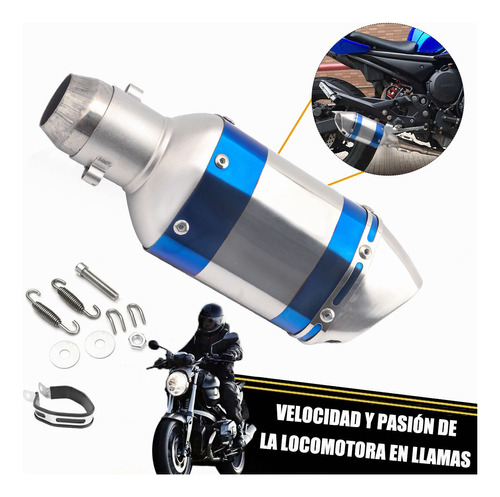 Escape Silenciador Moto Universal Deportivo Doble Azul 250mm Foto 5