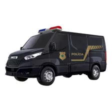 Van Carrinho De Polícia Infantil Iveco Daily Usual Brinquedo Cor Preto