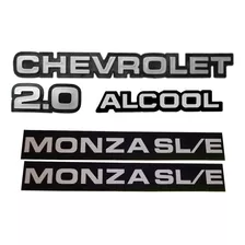 Emblemas Chevrolet 2.0 Alcool Plaqueta Monza Sl/e 1987/1989