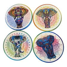 Set 4 Posavasos Ceramica Diseño Elefante