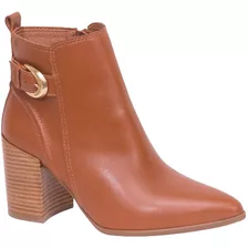 Bota Bottero Couro Bico Fino Salto Bloco - 360301 Caramelo