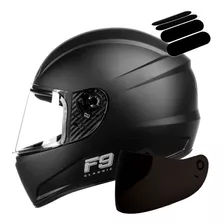 Capacete Fly F9 Classic Preto Fosco E Kit Adesivo Viseira