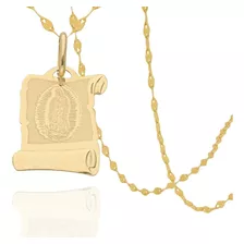 Cadena Gargantilla Con Medalla Virgen Guadalupe De Oro 14k