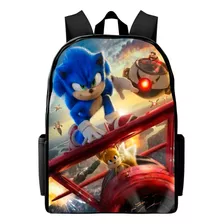 Bolsa Mochila Volta As Aulas Infantil Várias Estampas Sonic Desenho Do Tecido Sonic M19