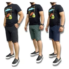 Kit 3 Bermudas Masculina De Brim Sarja Padrão Shopping