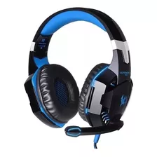 Audífonos Gamer Kotion Gamer G2000 Negro Y Azul Con Luz Led