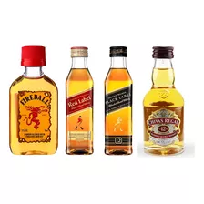 4 Miniaturas Fireball Red Label Black Label Chivas 50ml