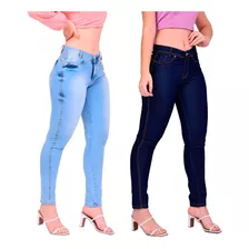 Kit 2 Calça Jeans Feminina Cintura Alta Com Lycra