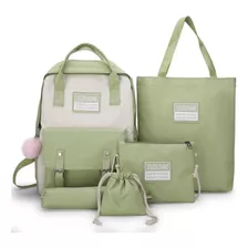 Set 5 Mochila Bolsas Escolar Estudiante Lapicera Tote Lona