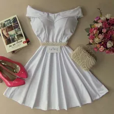 Vestido Branco Delicado Cigana Rodado Ombro A Ombro