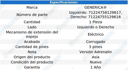 Espejo Elect Corrug 3 Pines Explorer Sport Trac 01-05 Foto 2