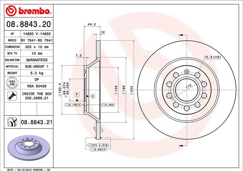 Disco Brembo Audi A6 Avant 2.4 Quattro 2006 A 2007 T Pza Foto 2