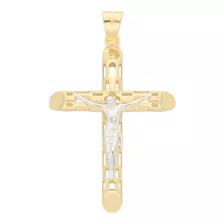 Medalla Dije Cruz Crucifijo Cristo Hombre Oro 10k 4x2.4cm Color Amarillo