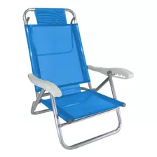 Cadeira De Praia Alumínio 5 Posições Banho De Sol Zaka Cor Azul
