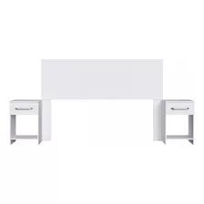 Cabeceira Casal Com Mesa De Cabeceira Branco Ca41 - Decibal