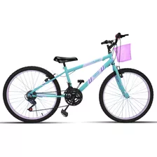 Bicicleta De Passeio Infantil Forss Anny Aro 24 18v Freios V-brakes Câmbios Comum Cor Verde Com Descanso Lateral